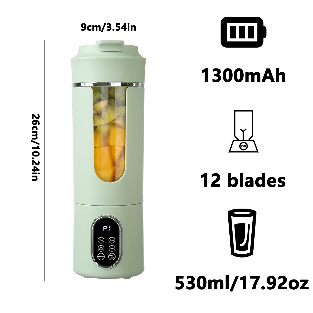530ml USB Rechargeable 12-Blade Portable Blender - Image 8