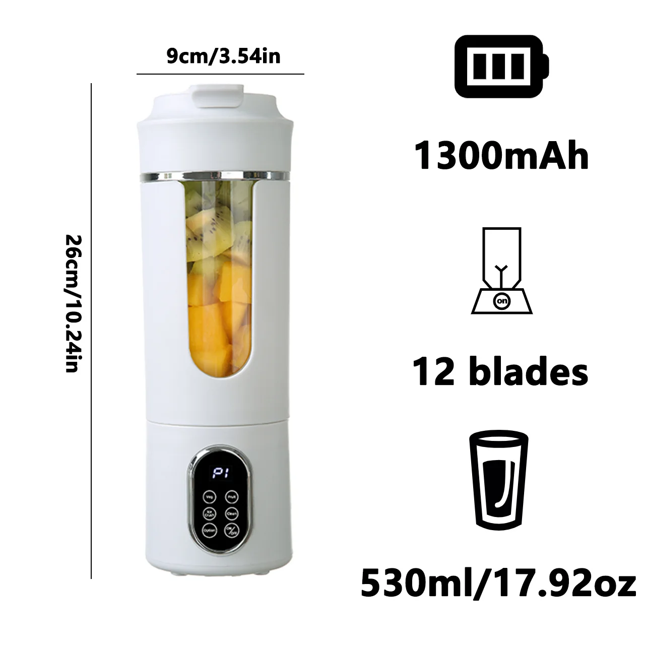 530ml USB Rechargeable 12-Blade Portable Blender - Image 7