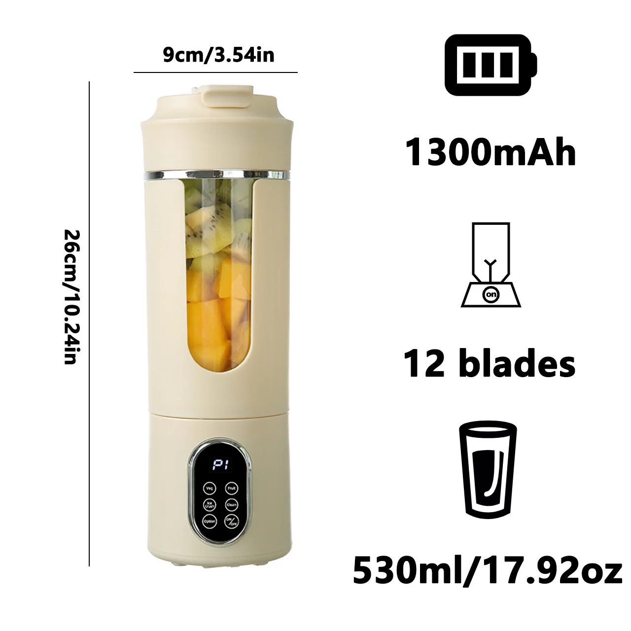 530ml USB Rechargeable 12-Blade Portable Blender - Image 6