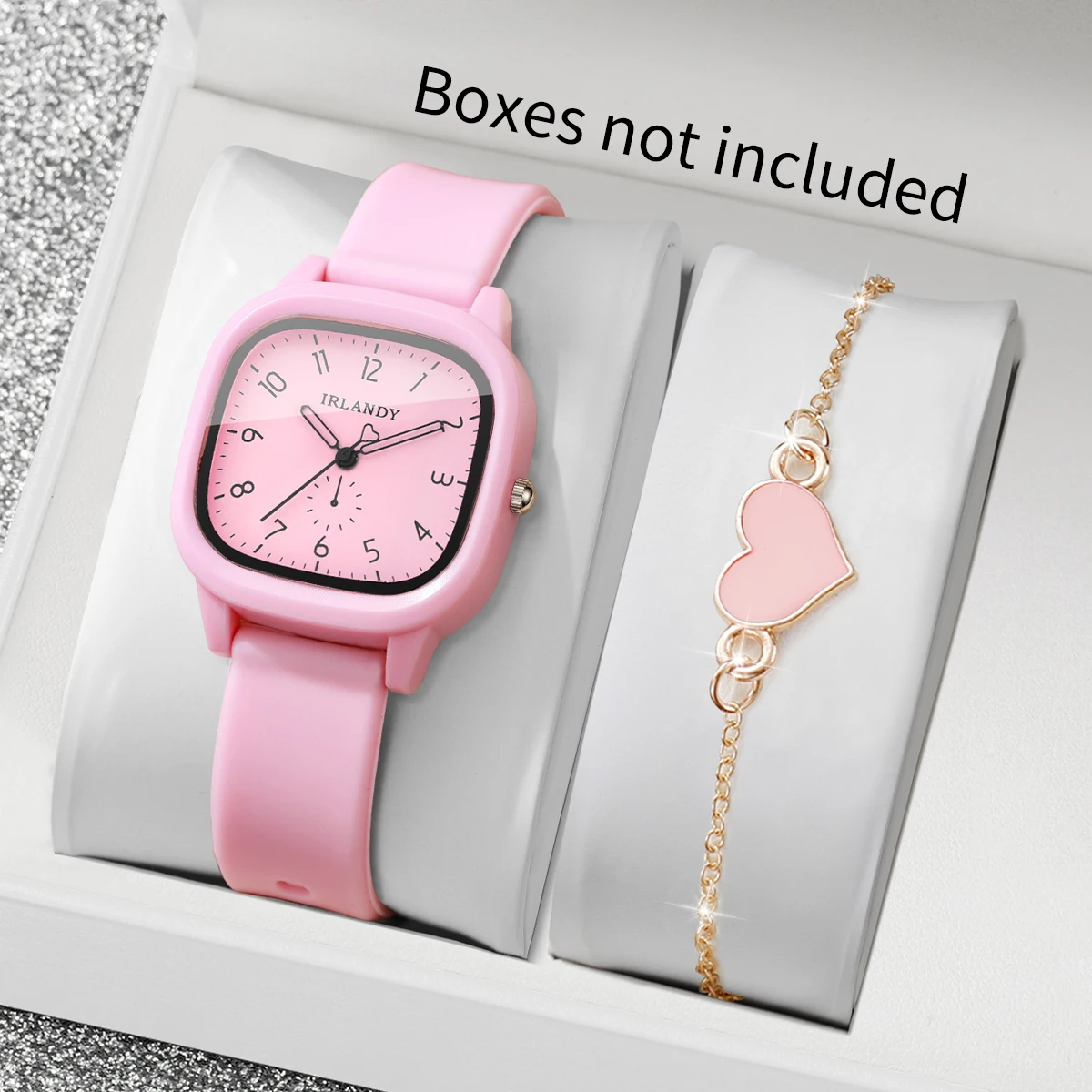 2PCS Women Quartz Watch & Heart Bracelet Set - Image 2